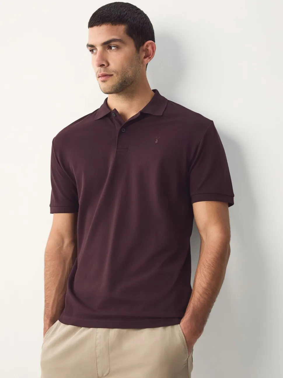 Bordeauxrood - Normale Pasvorm - Piqué poloshirt met korte mouwen