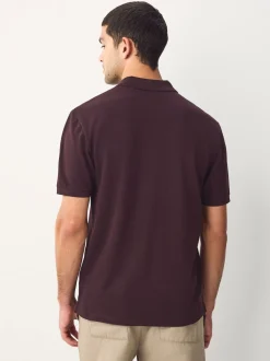 Bordeauxrood - Normale Pasvorm - Piqué poloshirt met korte mouwen