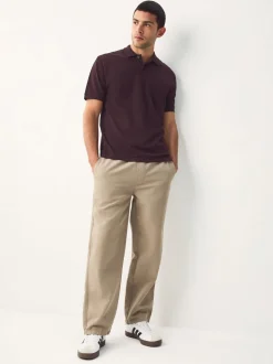 Bordeauxrood - Normale Pasvorm - Piqué poloshirt met korte mouwen