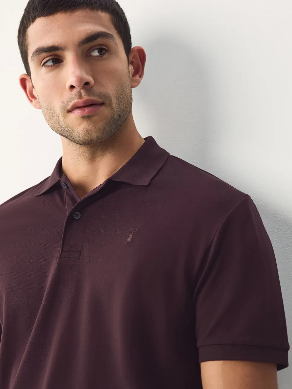 Bordeauxrood - Normale Pasvorm - Piqué poloshirt met korte mouwen