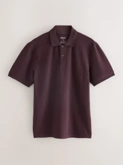Bordeauxrood - Normale Pasvorm - Piqué poloshirt met korte mouwen