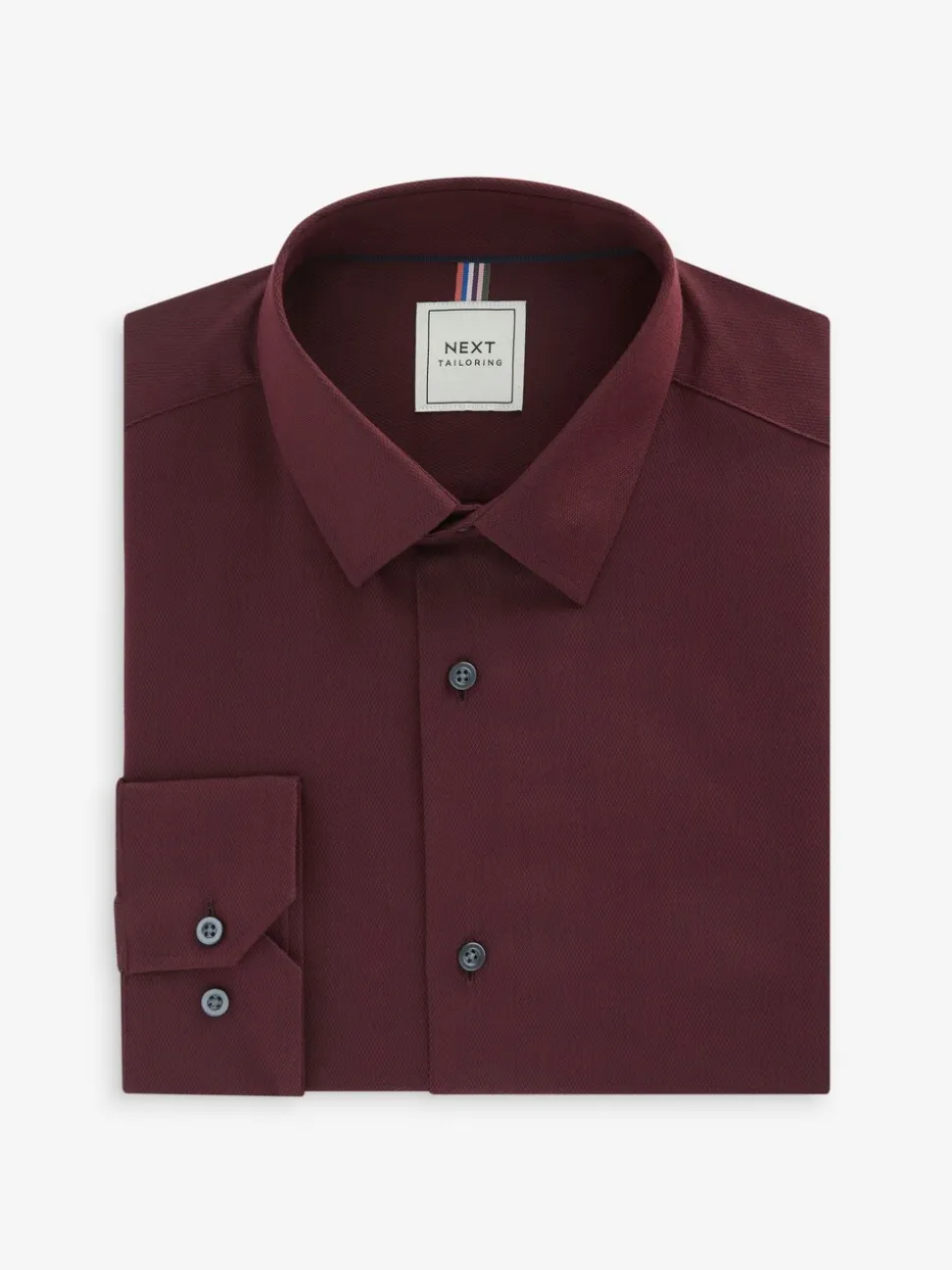Bordeauxrood - Normale Pasvorm - Onderhoudsvriendelijk, getextureerd, slim fit overhemd met enkele manchet