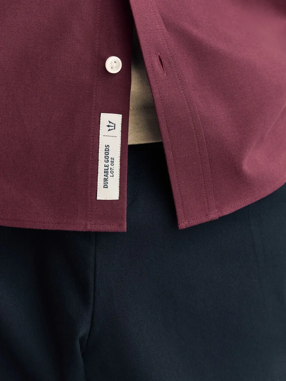 Bordeauxrood - Oxford-stretchoverhemd met lange mouwen