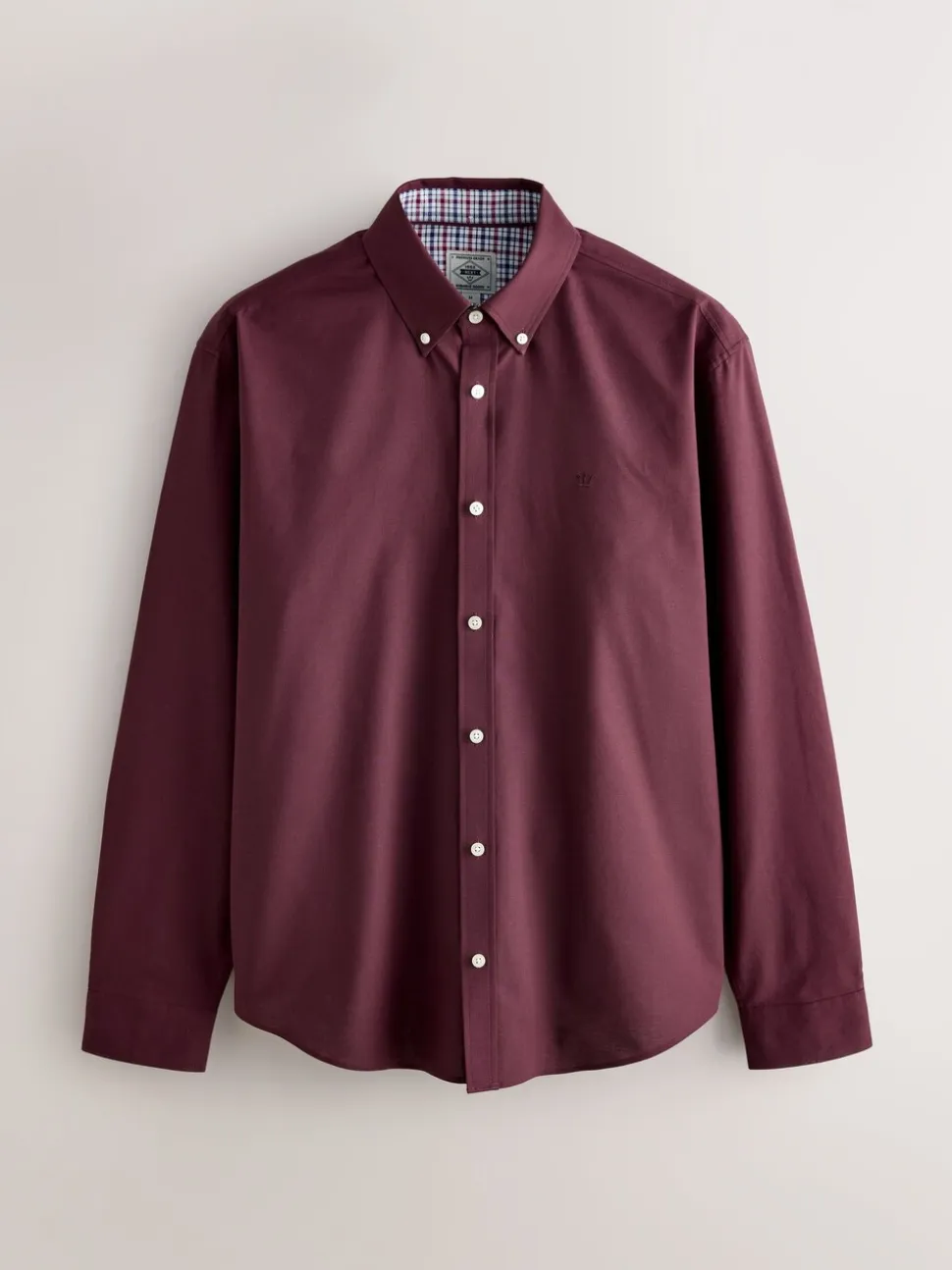 Bordeauxrood - Oxford-stretchoverhemd met lange mouwen