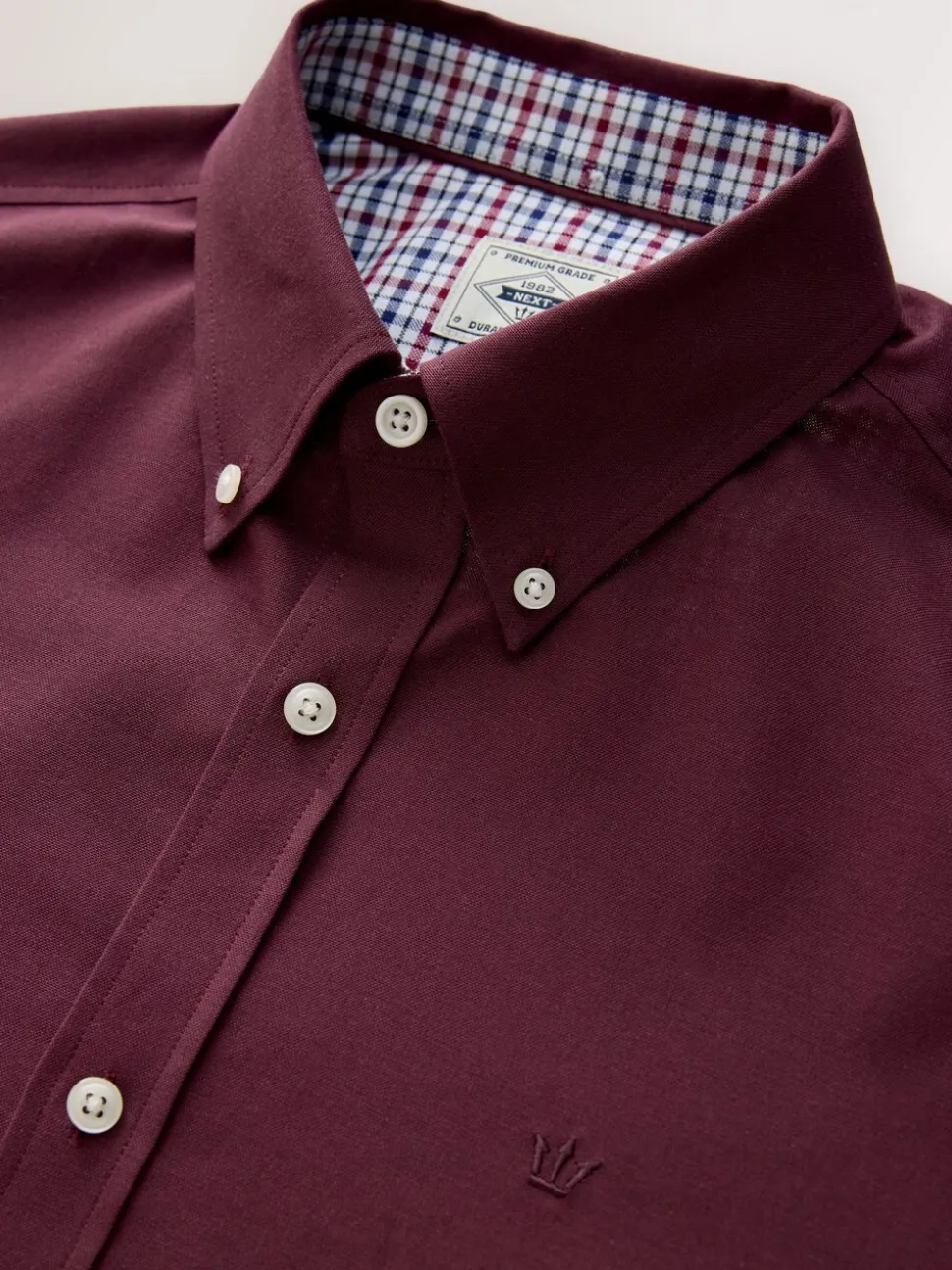 Bordeauxrood - Oxford-stretchoverhemd met lange mouwen