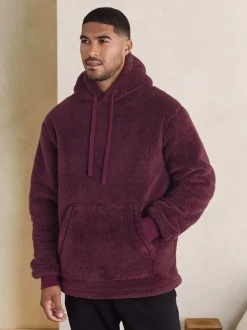 Bordeauxrood - Pullover hoodie van borg