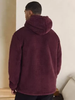Bordeauxrood - Pullover hoodie van borg