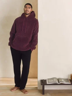 Bordeauxrood - Pullover hoodie van borg
