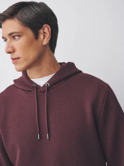 Bordeauxrood - Pullover-hoody met textuur
