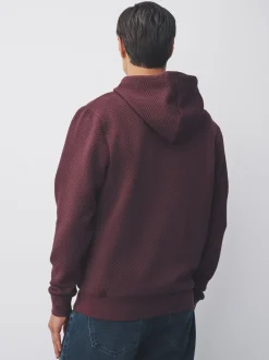 Bordeauxrood - Pullover-hoody met textuur