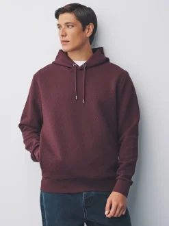 Bordeauxrood - Pullover-hoody met textuur