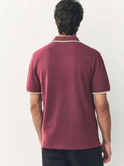 Bordeauxrood - Regular fit poloshirt met korte mouwen en contrasterende randen