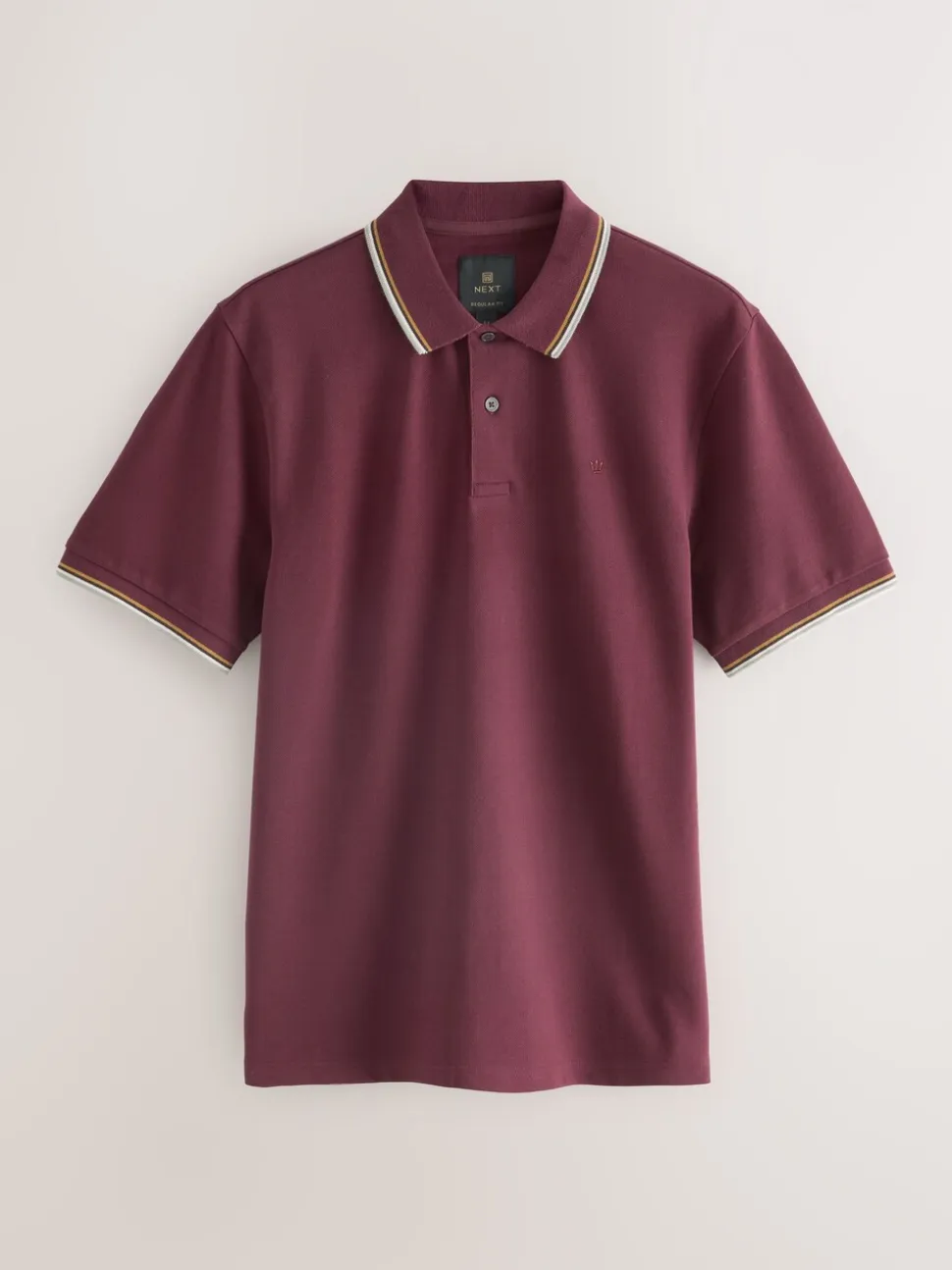 Bordeauxrood - Regular fit poloshirt met korte mouwen en contrasterende randen