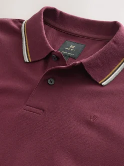 Bordeauxrood - Regular fit poloshirt met korte mouwen en contrasterende randen