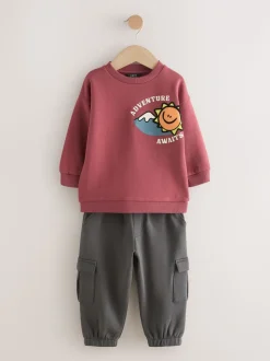 Bordeauxrood - Set met sweatshirt en utility-joggingbroek (3mnd -7jr)