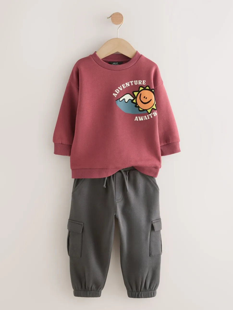 Bordeauxrood - Set met sweatshirt en utility-joggingbroek (3mnd -7jr)