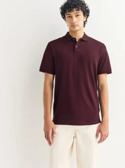 Bordeauxrood - Slim Fit - Piqué poloshirt met korte mouwen