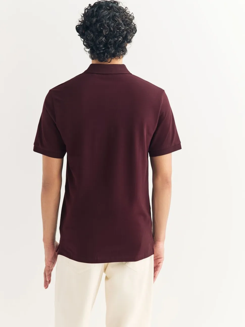 Bordeauxrood - Slim Fit - Piqué poloshirt met korte mouwen