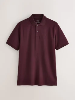 Bordeauxrood - Slim Fit - Piqué poloshirt met korte mouwen