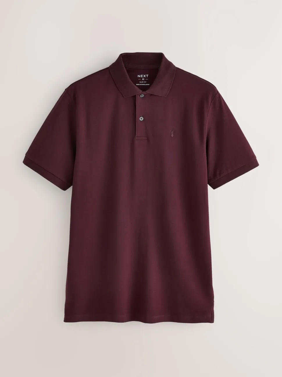 Bordeauxrood - Slim Fit - Piqué poloshirt met korte mouwen
