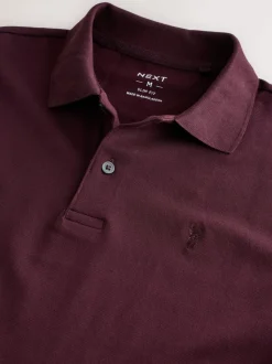 Bordeauxrood - Slim Fit - Piqué poloshirt met korte mouwen