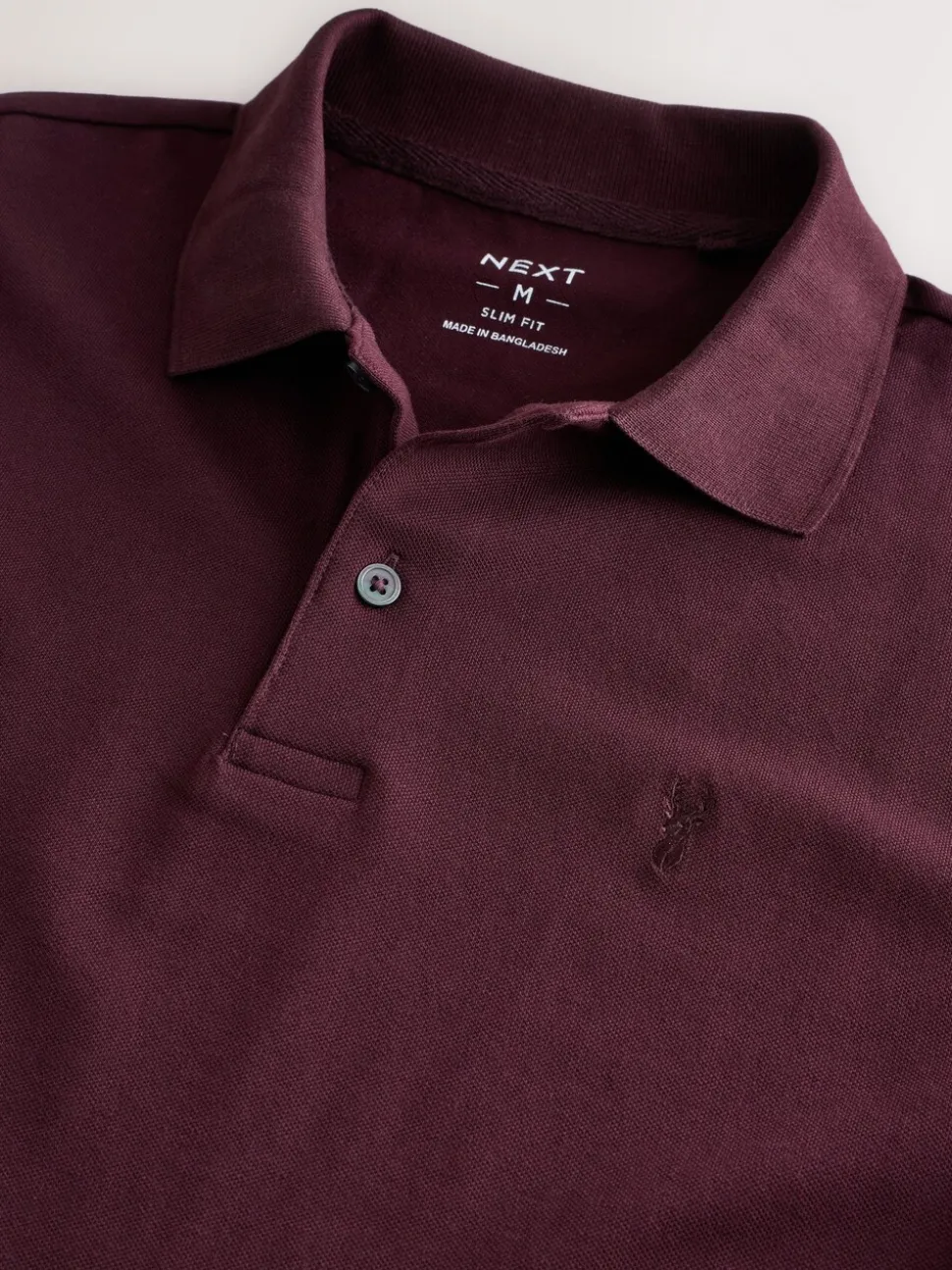 Bordeauxrood - Slim Fit - Piqué poloshirt met korte mouwen