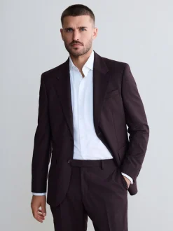 Bordeauxrood - Slim Fit - Signature Zignone flanellen colbert van Italiaanse wol-kasjmier blend