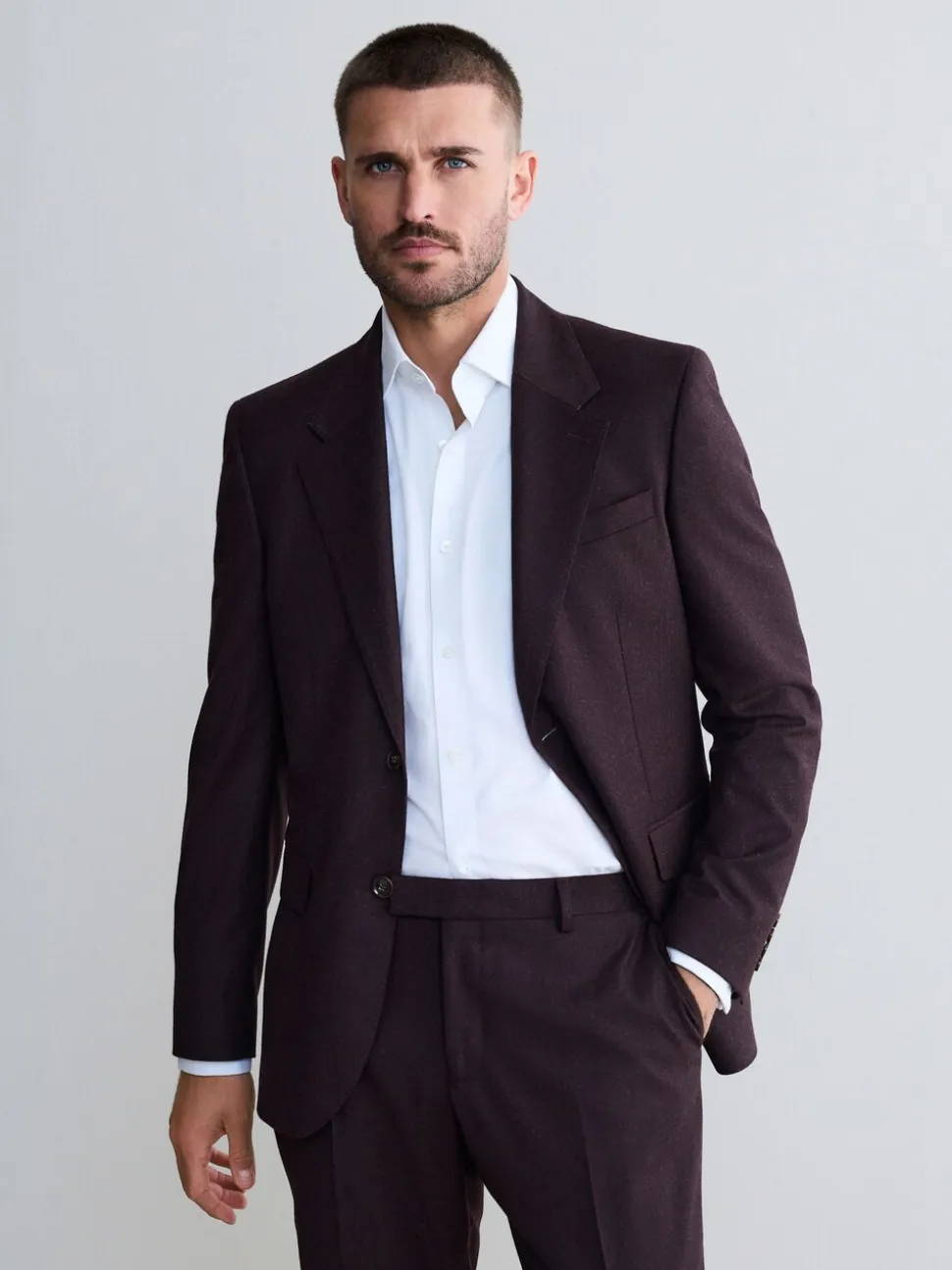 Bordeauxrood - Slim Fit - Signature Zignone flanellen colbert van Italiaanse wol-kasjmier blend