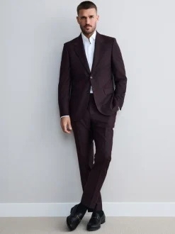Bordeauxrood - Slim Fit - Signature Zignone flanellen colbert van Italiaanse wol-kasjmier blend
