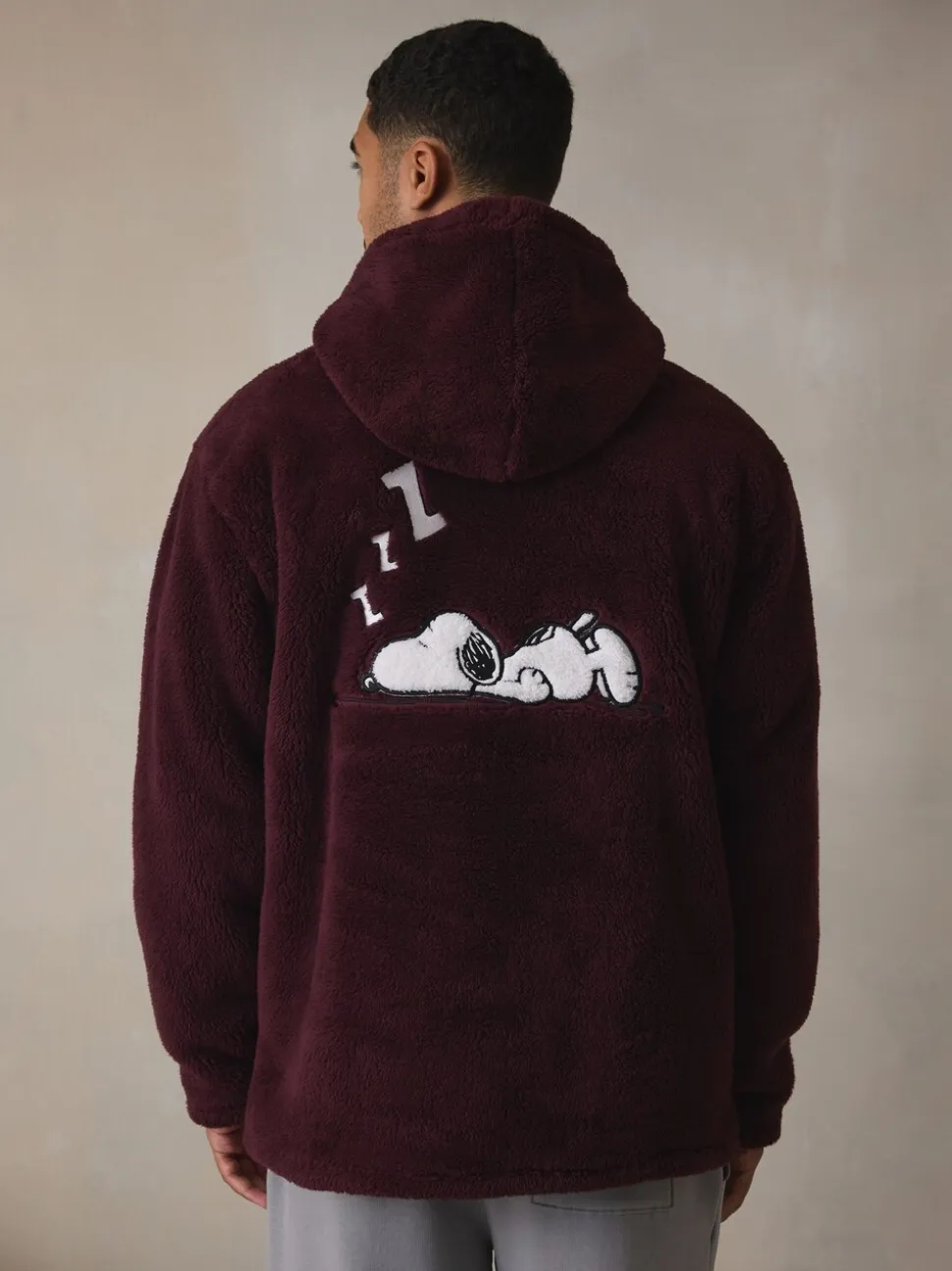 Bordeauxrood - Snoopy Borg Fleece Hoodie