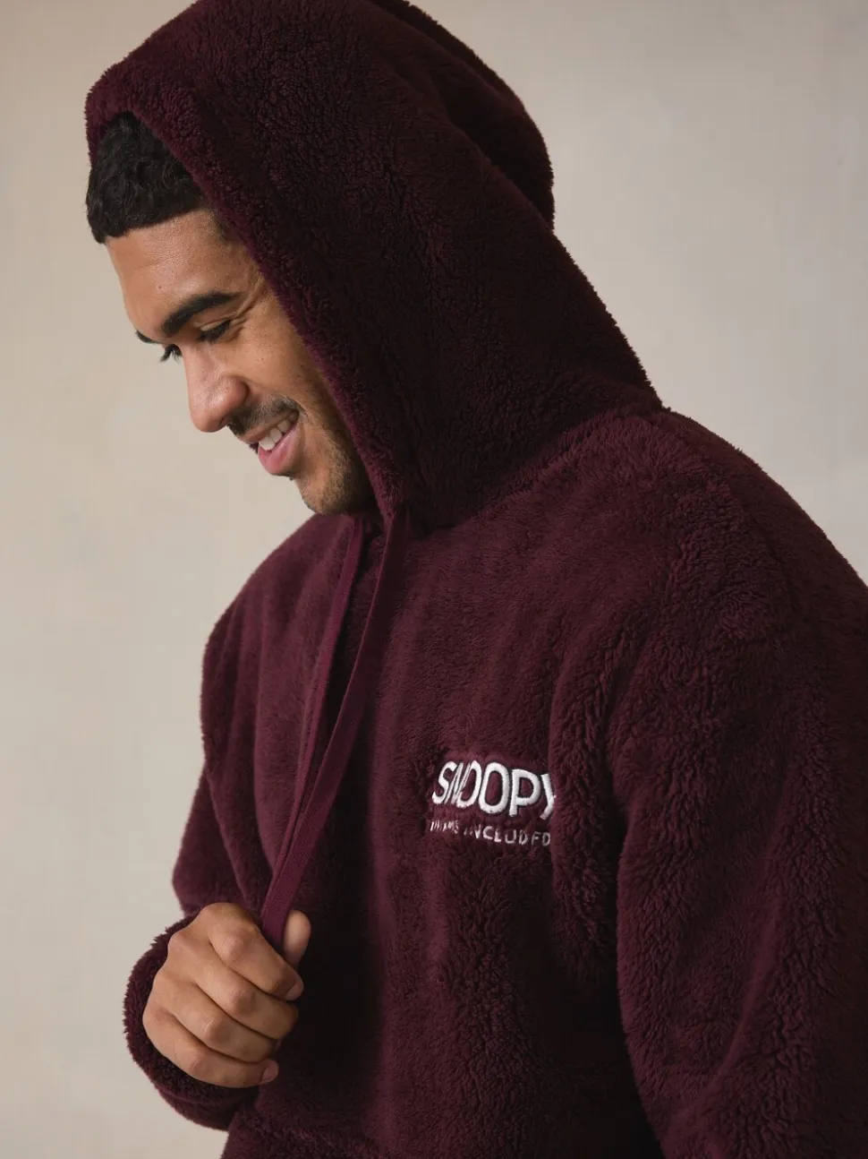 Bordeauxrood - Snoopy Borg Fleece Hoodie