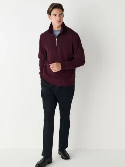 Bordeauxrood - Soft Touch Quarter Zip Neck Fleece