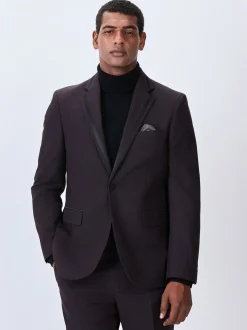 Bordeauxrood - Tailored fit - Inset Lapel Detail Tuxedo Suit Jacket