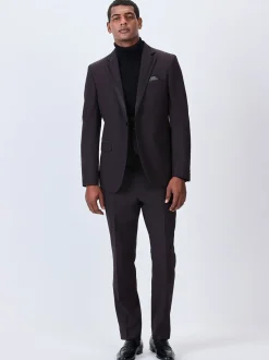 Bordeauxrood - Tailored fit - Inset Lapel Detail Tuxedo Suit Jacket