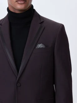 Bordeauxrood - Tailored fit - Inset Lapel Detail Tuxedo Suit Jacket