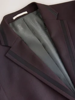 Bordeauxrood - Tailored fit - Inset Lapel Detail Tuxedo Suit Jacket