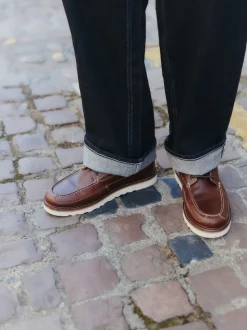 Bordeauxrood - Tall Apron Wedge Boots