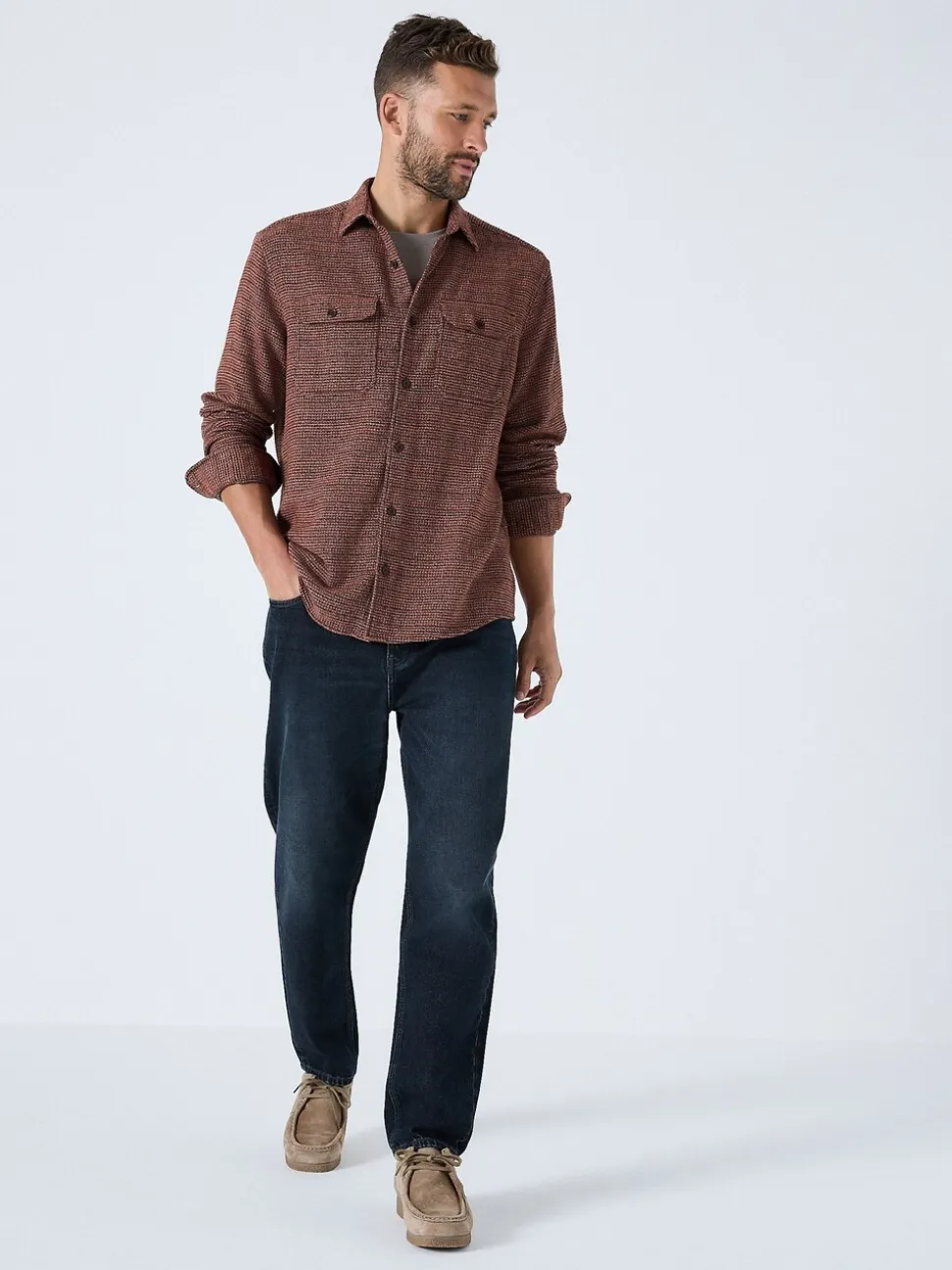 Bordeauxrood - Textured Shacket Overshirt