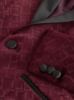 Bordeauxrood - Textured Velvet Blazer (3-16yrs)