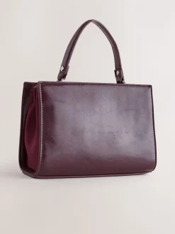 Bordeauxrood - Top Handle Tas met krokodillenmotief
