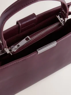 Bordeauxrood - Top Handle Tas met krokodillenmotief