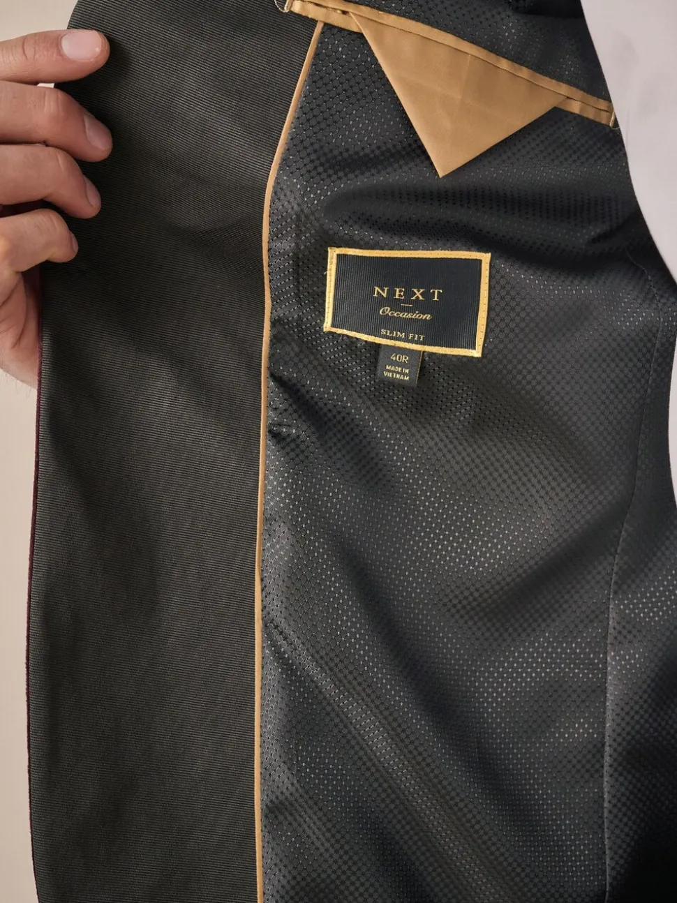 Bordeauxrood geometrisch - Slim Fit - Fluwelen blazer met patroon
