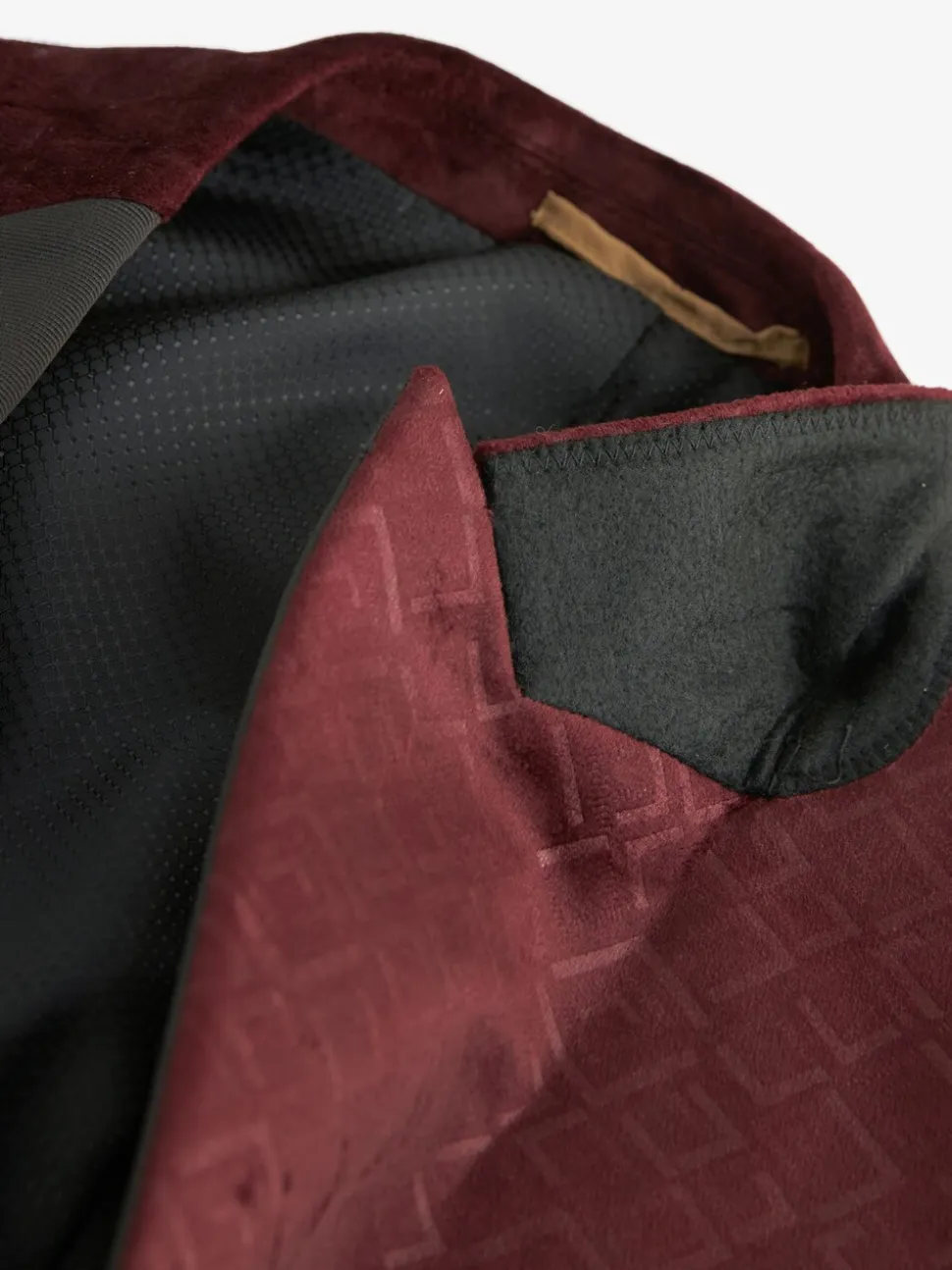 Bordeauxrood geometrisch - Slim Fit - Fluwelen blazer met patroon