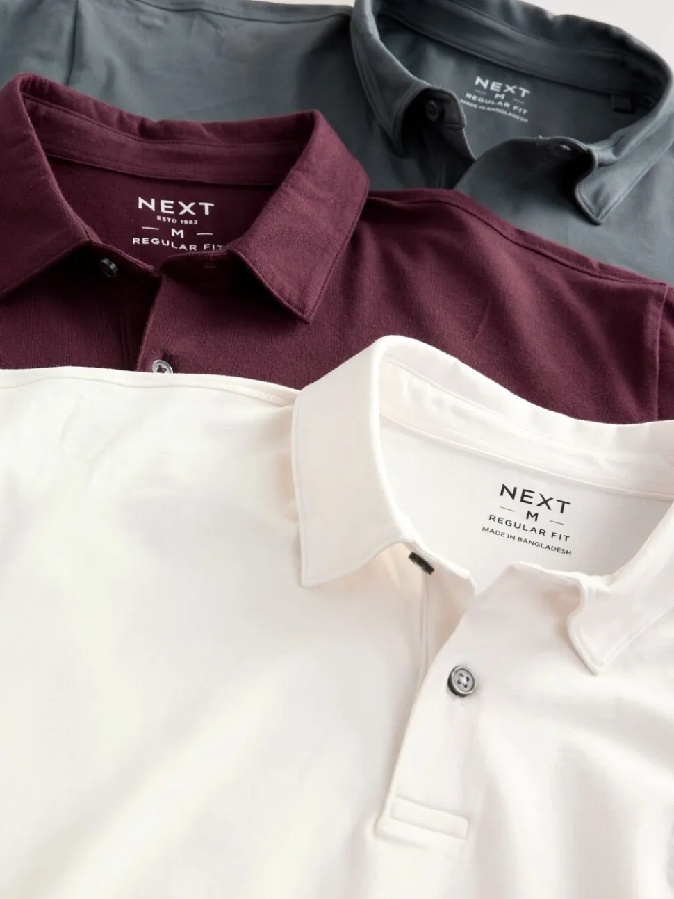 Bordeauxrood/antracietgrijs/Ecru Crème - Set van 3 jersey poloshirts met korte mouwen