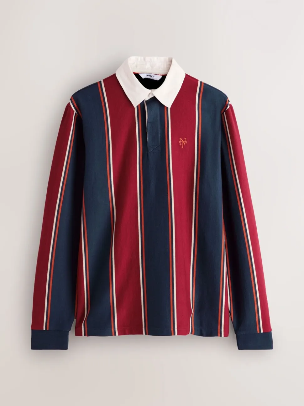 Bordeauxrood-marineblauw gestreept - Rugbyshirt