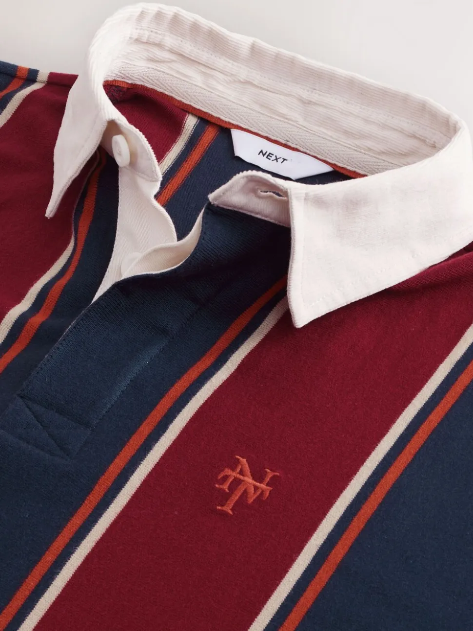 Bordeauxrood-marineblauw gestreept - Rugbyshirt