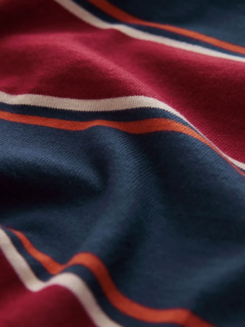Bordeauxrood-marineblauw gestreept - Rugbyshirt