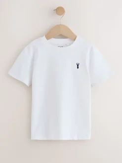 Bordeauxrood/wit - T-shirts met korte mouwen en geborduurd rendier, verpakking van 4 (3-16jr)