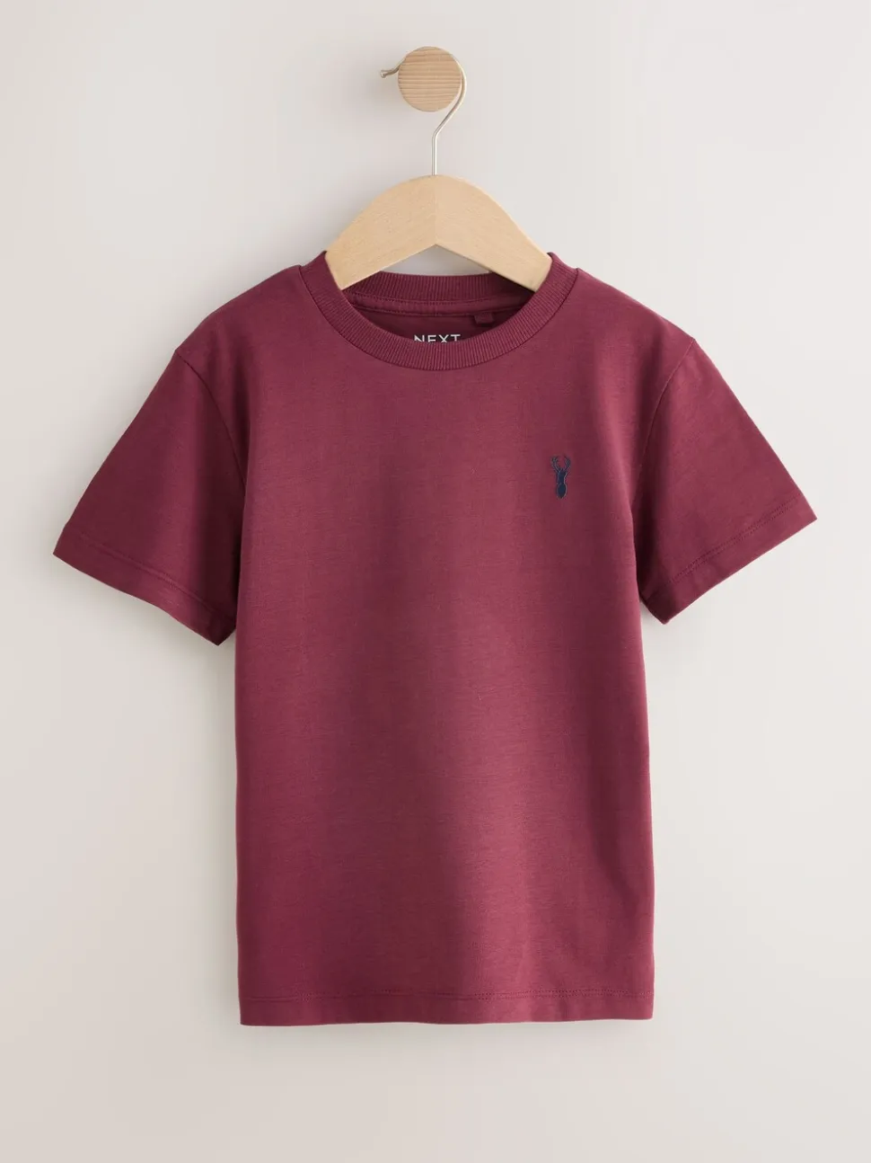 Bordeauxrood/wit - T-shirts met korte mouwen en geborduurd rendier, verpakking van 4 (3-16jr)