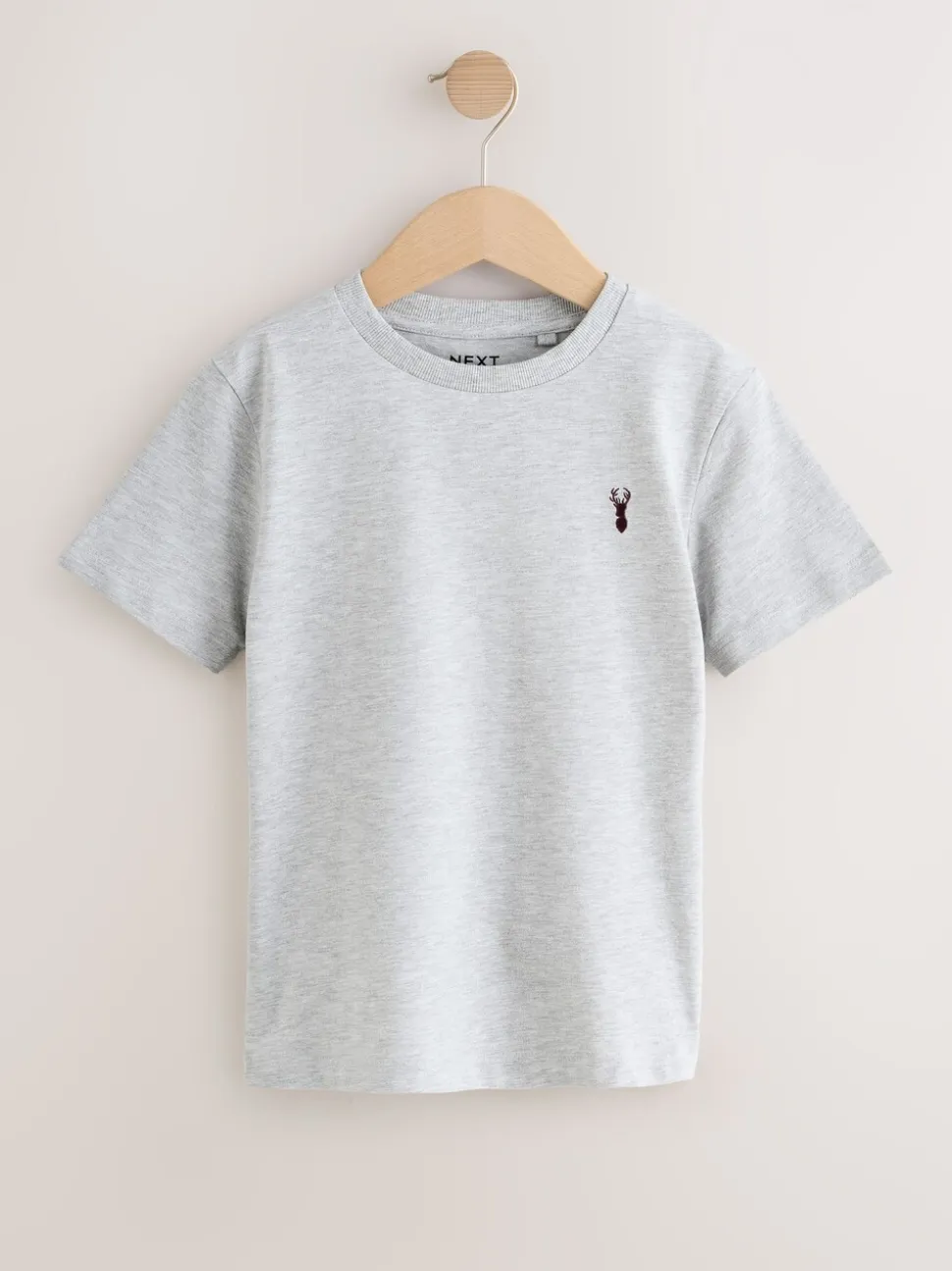 Bordeauxrood/wit - T-shirts met korte mouwen en geborduurd rendier, verpakking van 4 (3-16jr)